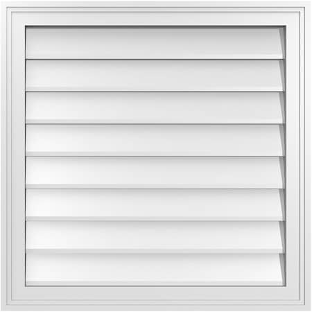 Ekena Millwork Vertical Surface Mount PVC Gable Vnt: Non-Functional, w/2"W x 1-1/2"H, Brickmould Frame, 26"W x 26"H GVPVE26X2602SN